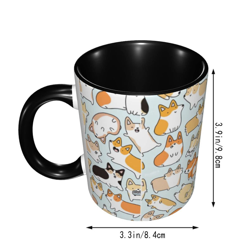 [Australia - AusPower] - Ceramic Coffee Mugs Cute Corgi Cocoa Tea Coffee Cup With Handle For Office Home Porcelain Mug Gifts Men Women 11 Oz 