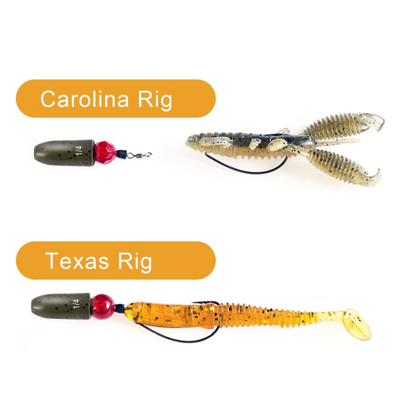 [Australia - AusPower] - Fishfun 12 Pack Tungsten Bullet Fishing Weights, Insert Free Worm Sinkers, 1/8 3/16 1/4 3/8 1/2 oz Green Pumpkin 1/4 oz 