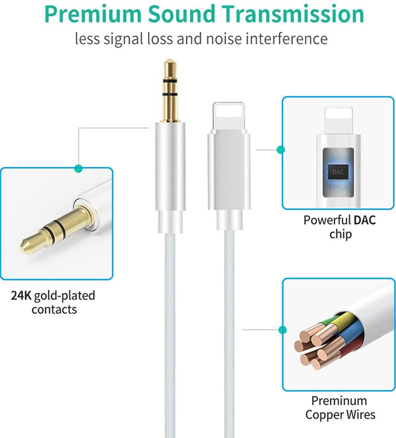 [Australia - AusPower] - Aux Cord for iPhone to Car Stereo [Apple MFI Certified] Aux to Lightning to 3.5 mm Headphone Jack Adapter Audio Cable Compatible with iPhone 13/12/11/XS/XR/X/8/7 to Home Stereo Headphone Speaker 