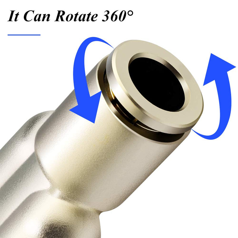 [Australia - AusPower] - TAILONZ PNEUMATIC 1/4 Inch OD Copper Nickel Plating Push to Connect Air Fittings Tee Straight Union Connect Pneumatic Fittings PY-1/4（Pack of 5) 1/4"OD 