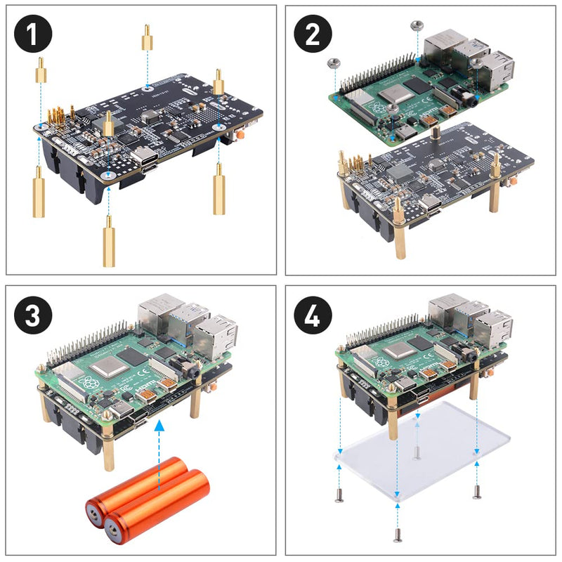 [Australia - AusPower] - GeeekPi Raspberry Pi UPS V5 Power Supply Uninterruptible UPS HAT,Support 18650 Battery Charger Power Bank Power Management Expansion Board 5V for Raspberry Pi 4B/3B+/3B/2B/B+/B/A+/A 