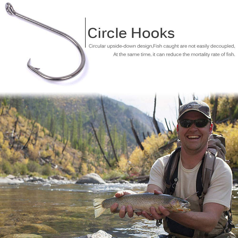 [Australia - AusPower] - UCEC 150pcs/box Circle Hooks 2X Strong Customized Offset Sport Circle Hooks Black High Carbon Steel Octopus Fishing Hooks - Size:#1 1/0 2/0 3/0 4/0 5/0 6/0 8/0 