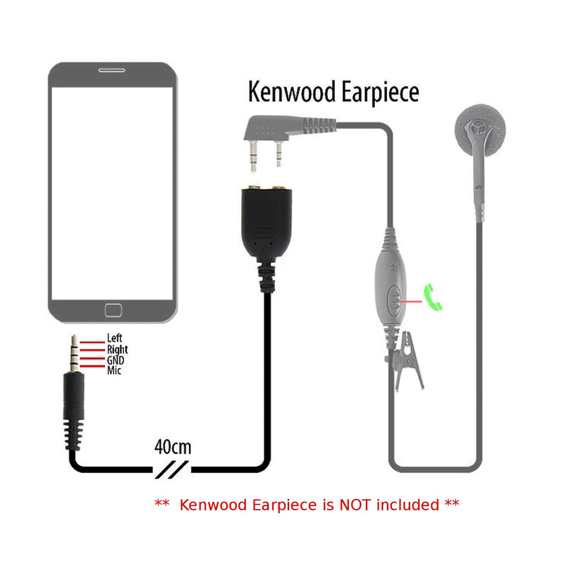 [Australia - AusPower] - Mcbazel Surecom 3.5mm Kenwood Earpiece Adaptor for Cellphone to Walkie-Talkie 