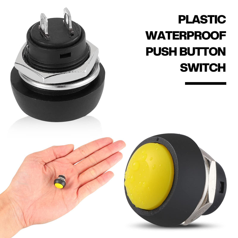 [Australia - AusPower] - 21 Pieces 12 mm Push Button Switch On/ Off Electronic Button Mini Round Contact Push Button Switch, Waterproof Momentary Push Button 125V 3A (7 Colors) 