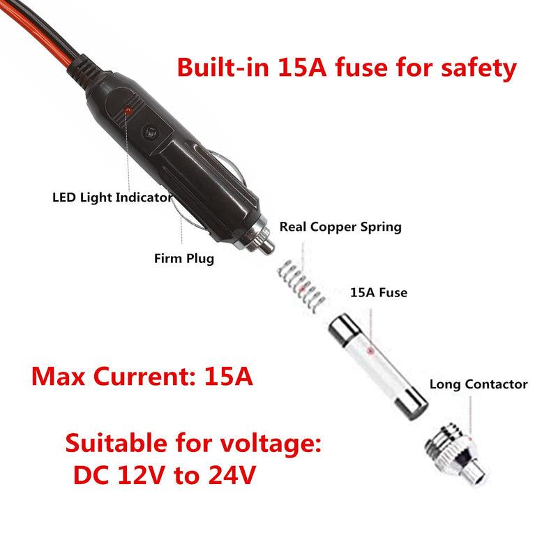 [Australia - AusPower] - DC Car Charger Cable 4ft - 12-24V DC Car Charger Auto Power Supply Cord Cigarette Lighter Male Plug to DC 5.5mm x 2.1mm Connector Extension Cord for Portable DVD Player, Car, Camera 
