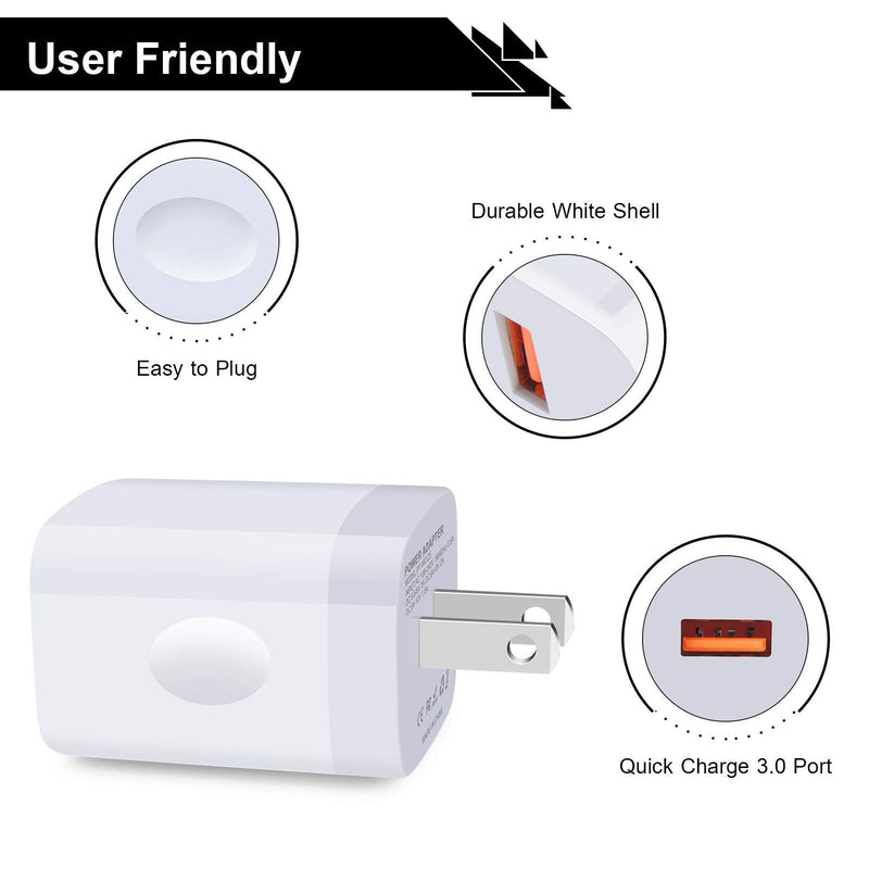 [Australia - AusPower] - 2Pack Quick Charge 3.0 Fast Charging Block Adaptive AC Adapter Wall Charger Plug for Samsung Galaxy S22 S22+ S21 Ultra S20 FE S20+ Note 20 S10 S10e S9 S8 S7 A13 A02S A12 A01 A10E A20 A21 A50 A51 A71 White 
