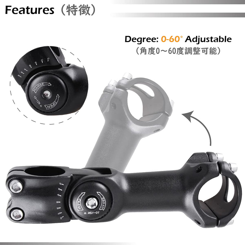 [Australia - AusPower] - TRIWONDER Stem 25.4 31.8 90mm 110mm 130mm 60 Degree Adjustable Bike Stem Mountain Bike Stem Short Handlebar Stem Riser for Bicycle, Road Bike, MTB, BMX, Cycling 25.4 x 110mm 