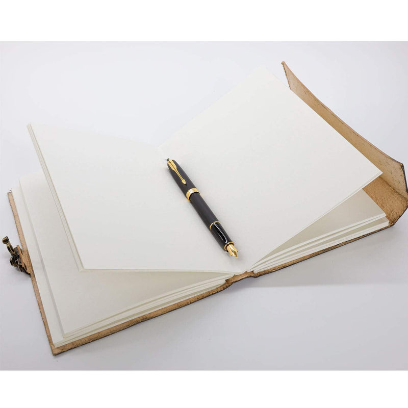 [Australia - AusPower] - Handmade Leather Double Dragon Journal/Writing Notebook Diary/Bound Daily Notepad for Men & Women Unlined Paper Medium, Writing pad Gift for Artist, Sketch (7 X 5, Black) 7 X 5 