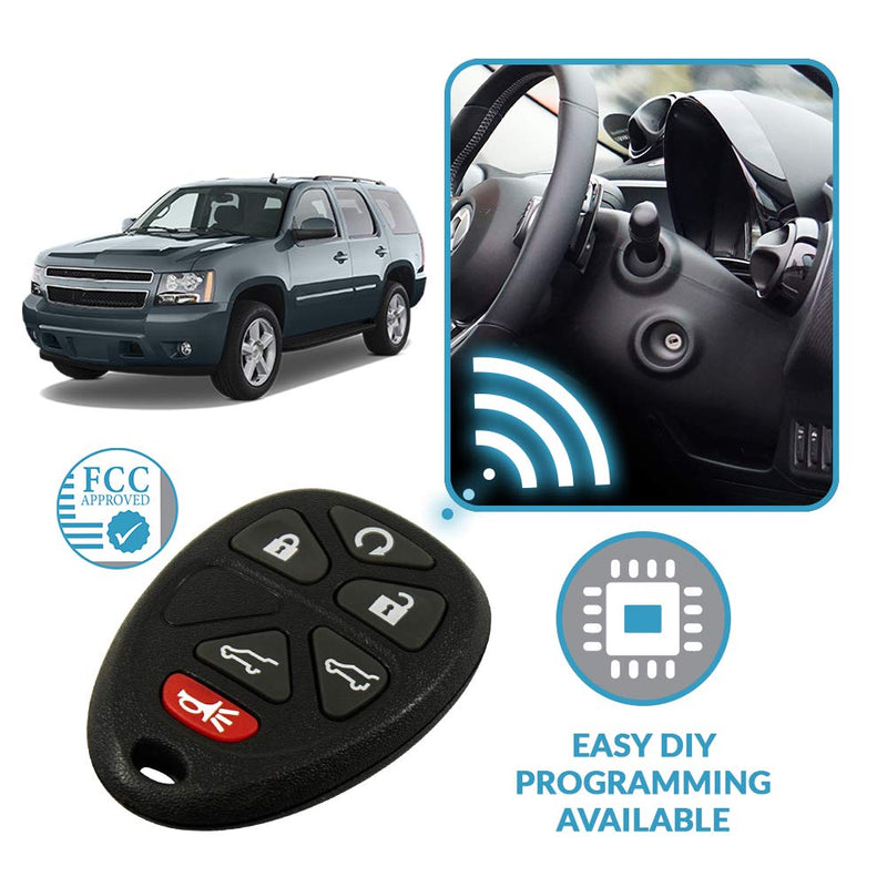 [Australia - AusPower] - Keyless2Go Replacement for Keyless Entry Car Key Vehicles That Use 6 Button 15913427 OUC60270 Remote, Self-Programming - 2 Pack 