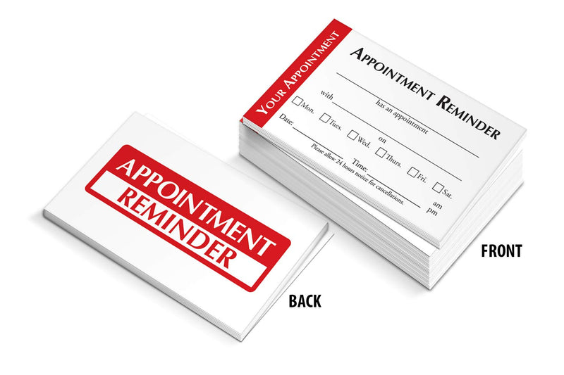 [Australia - AusPower] - Appointment Reminder Cards for Doctors, Hair Salons, Nail Salons, Pet Groomers, Spa’s, Automotive (Red, Box of 250) Red 