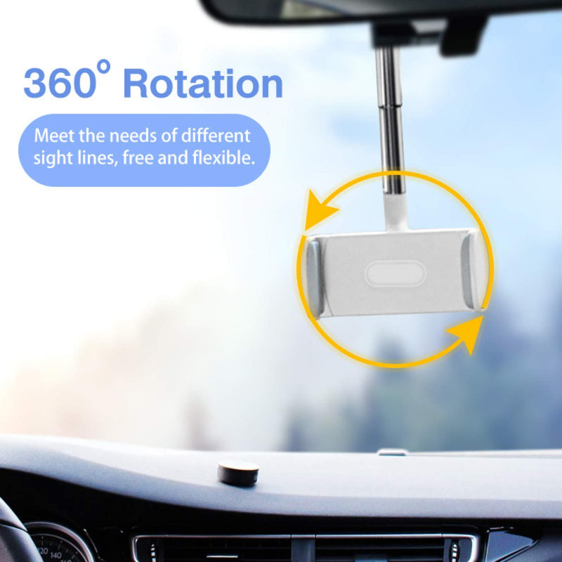 [Australia - AusPower] - Lilibiao Rear View Mirror Car Phone Bracket 360 Degree Rotation can be Stretched and Hide Mobile Phone Holder snap-on Multi-Function for 4.0-6.1 inch Mobile Phones Model Universal (New White) New white 