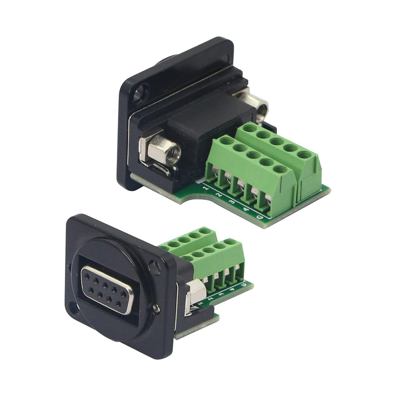 [Australia - AusPower] - QIANRENON DB9 Panel Mount Terminal RS232 Serial to Terminal Female Adapter Connector Breakout Board, 9 Pin Welding-Free D-Type Connector,Black 