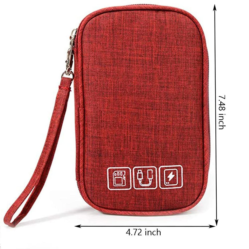 [Australia - AusPower] - Electronics Travel Organizer, Waterproof Electronic Accessories Case, Small Travel Electronic Organizer, Universal Carrying Pouch Bag for Cable, Cord, Charger, Phone, Earphone, Red 
