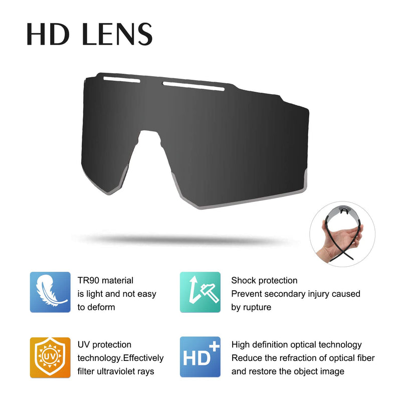 [Australia - AusPower] - OULAIQI Cycling Sunglasses Polarized Sunglasses for Cycling Men Women with 1 Lens or 3 Interchangeable Lens Baseball Glasses Black Grey-1 Polarized Lens 