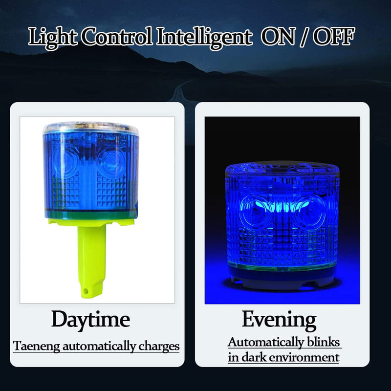 [Australia - AusPower] - LEDHOLYT Solar Strobe Warning Light, Super Bright Single Column Solar Emergency Strobe Warning Light Wireless Flashing Barricade Safety Road Construction Traffic Flicker Beacon Lamp (Blue) Blue 
