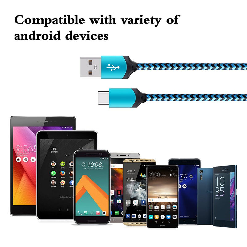 [Australia - AusPower] - OrSunday USB Type C Charger Cable Fast Charging Cord Compatible with Google Pixel 3a, 3a XL, 3 XL, Pixel 3, Pixel 2 XL, Pixel 2, Pixel C, Samsung Galaxy S10 S9 S8 (Blue/Green/Purple, 6 feet, 3 Pack) 