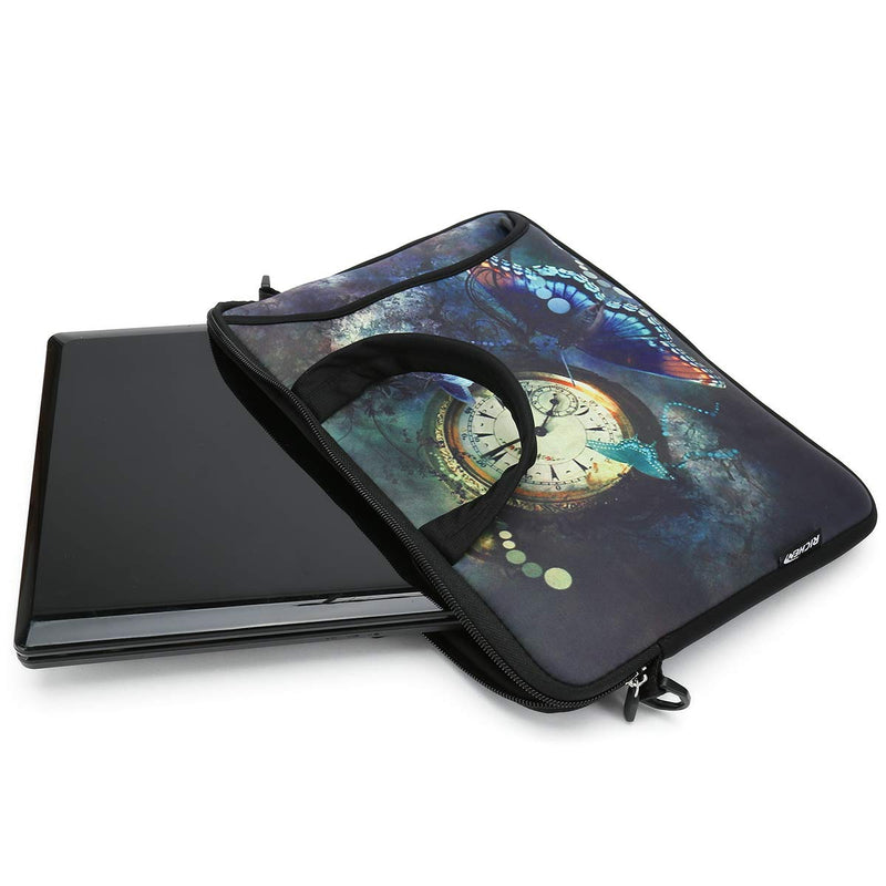 [Australia - AusPower] - RICHEN 11 11.6 12 12.5 13 inches Case Laptop/Chromebook/Ultrabook/Notebook PC Messenger Bag Tablet Travel Case Neoprene Handle Sleeve with Shoulder Strap (11-13.3 inch, Clock &Butterfly) 11-13.3 inch Clock & Butterfly 