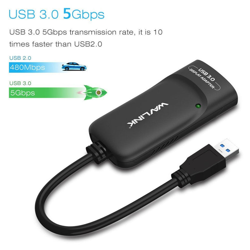 [Australia - AusPower] - Wavlink USB 3.0 to HDMI Universal Video Graphics Adapter with Audio Port Displaylink Chip Supports up to 6 Monitor displays, 2048x1152 External Video Card Adapter Support Windows & Chrome OS USB to HDMI 