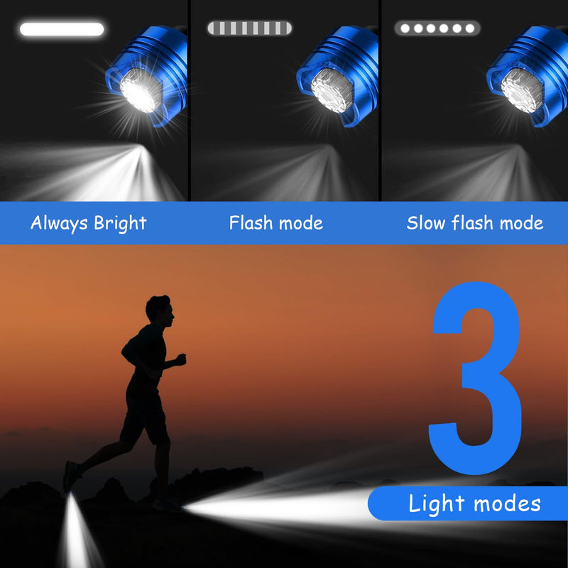 [Australia - AusPower] - Rechargeable Headlights for Crocs 2pcs, Lights Flashlights Attachment for Crocs,Wearable Croc Lights for Shoes with 3 Light Modes for Dog Walking, Camping, Running, Suitable for Adults Kids Blue 