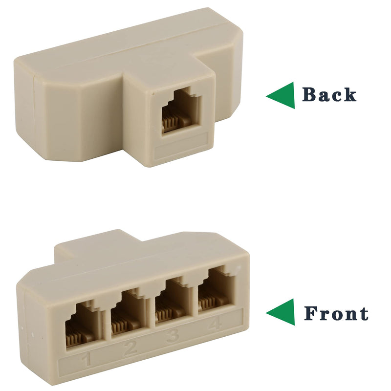 [Australia - AusPower] - Phone Splitter4 Way Telephone Adapter RJ11 6P4C 1 Female to 4Females for Landline and Fax -1Pack 
