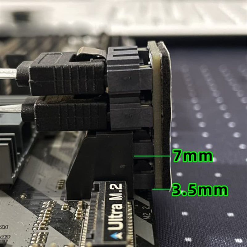 [Australia - AusPower] - NFHK Dual SATA 7Pin Female to 7Pin Male 360 Degree Angled Adapter Low Profile for Desktops SSD HDD Mainboard Motherboard Dual SATA 360 Angled 