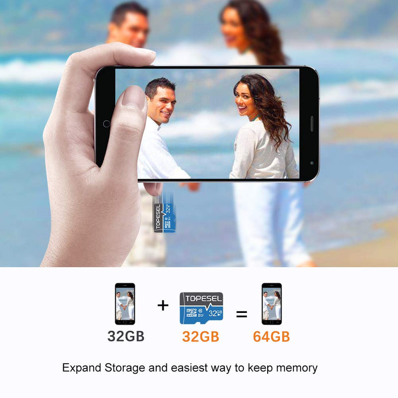 [Australia - AusPower] - TOPESEL 32GB Micro SD Card 2 Pack Memory Cards Micro SDHC UHS-I TF Card Class 10 for Camera/Drone/Dash Cam(2 Pack U1 32GB) 2pack 