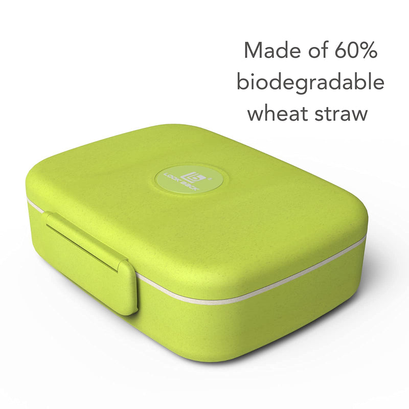[Australia - AusPower] - Bento Lunch Box For Kids by Fenrici - 5 Leakproof Compartments, Microwave and Dishwasher Safe, BPA Free, Food Safe, 60% Wheat Straw (Fresh Green) Fresh Green 