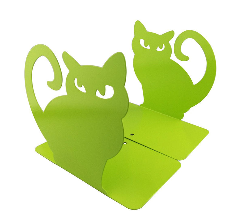 [Australia - AusPower] - Winterworm Cute Vivid Lovely Persian Cat Nonskid Thickening Iron Metal Bookends Book Organizer for Library School Office Home Study Desk Organizer (Green) Green 
