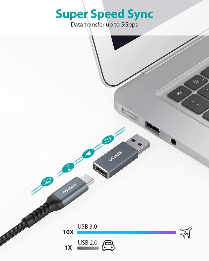 [Australia - AusPower] - USB C Female to USB Male Adapter 5Gbps,NIMASO Type C to USB A Charger Cable Adapter,Fast Charging Converter Compatible with Power Bank,Laptops,Chargers,Samsung S20 S20+ Note 10,Google Pixel. grey 
