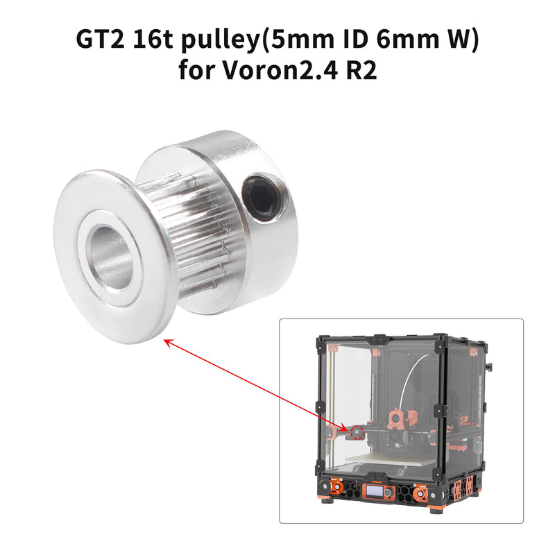 [Australia - AusPower] - FYSETC 3D Printer Voron2.4 Part GT2 Synchronous Wheel: 16 Teeth 5mm Bore 6mm Width 2GT Belt Aluminum Timing Pulley Wheel X Y Axis Motion Replacement Accessory (Pack of 4ï¼‰ 