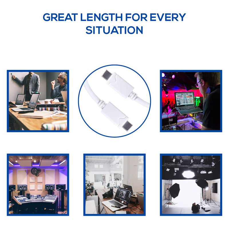 [Australia - AusPower] - Vebner 20ft USB C to USB C Cable - Extra Long USB Type C - Compatible with Samsung, iPad Pro, Android Devices, Camera Tethering and More (White) White 