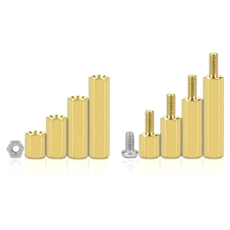 [Australia - AusPower] - DYWISHKEY 320 Pieces Male Female Hex Brass Spacer Standoff Screw Nut Assortment Kit (M2.5) M2.5 