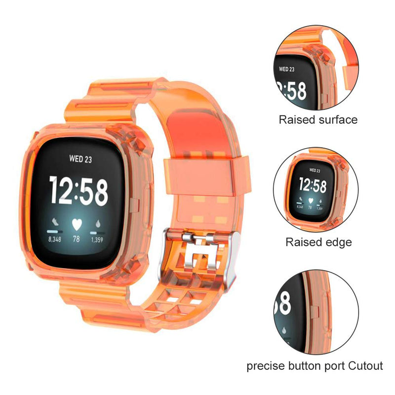 [Australia - AusPower] - ISABAKE Compatible with Fitbit Versa 3 Bands Replacement Band for Fitbit Sense & Fitbit Versa Smart Watch Women Men, Large（Orange） Orange 