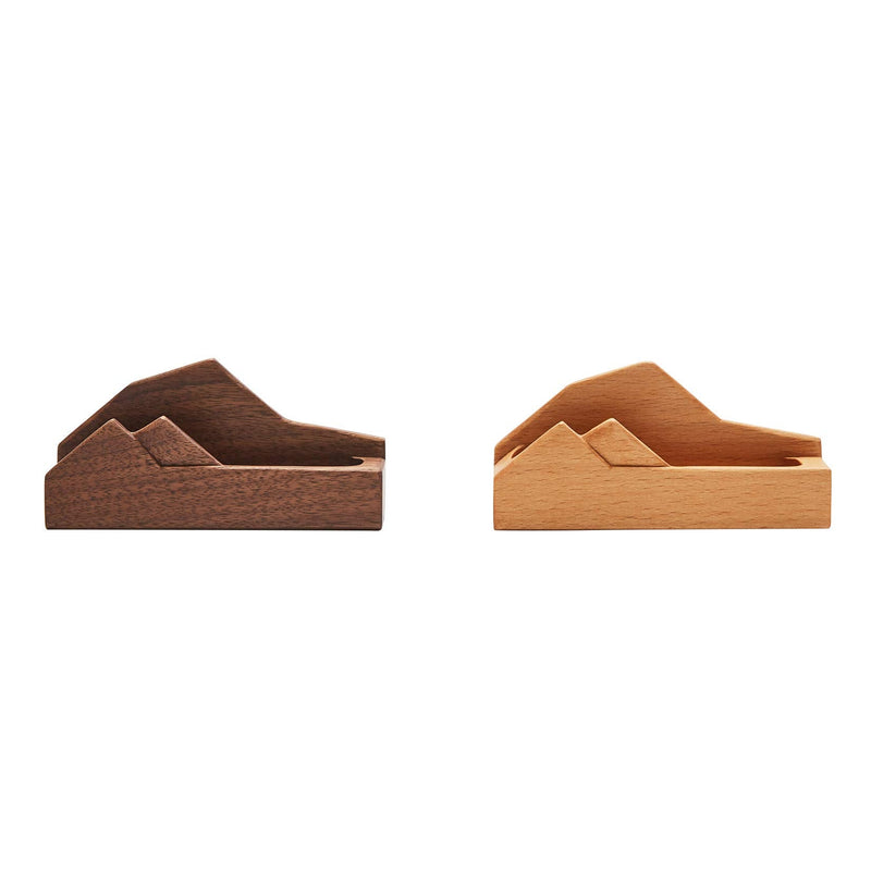 [Australia - AusPower] - Pandapark Bussiness Card Holder for Desk,Cloud Formation,Wood Business Card Display Holder,UniBody,1PCS,L4.6'' X W1.1'' X H2.0'' (Walnut Mountain) Walnut Mountain 