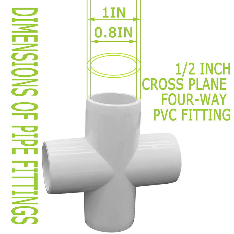 [Australia - AusPower] - 20PCS 4 Way Cross PVC Fittings, 1/2Inch Heavy Duty PVC Pipe Fitting PVC Furniture Grade Fitting Connector for Water Supplies Build PVC Furniture DIY Garden Shelf Greenhouse 