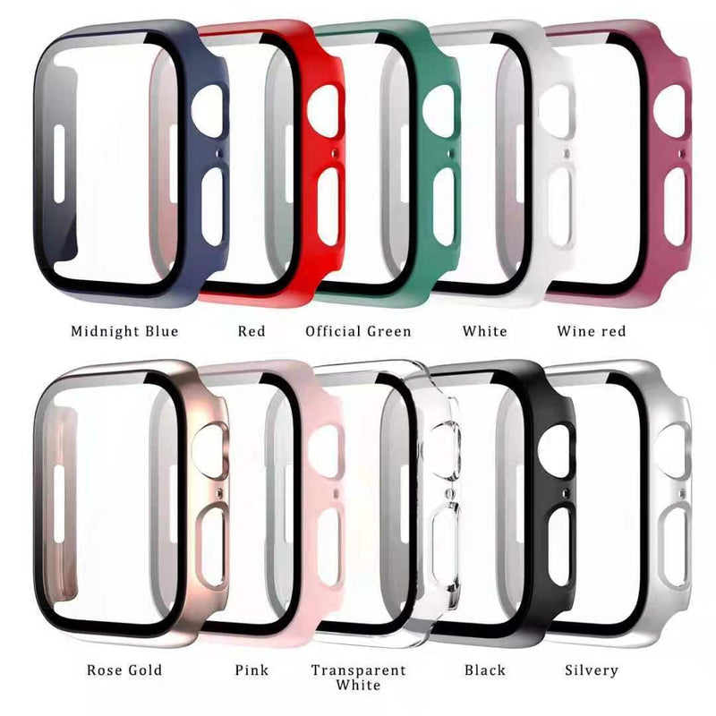 [Australia - AusPower] - BONICI Smart Watch Screen Protector Case, Men Boys Girls Women Elegant Simple Solid Color (One-Piece Hard PC Frame+Tempered Glass Surface) Protective Cover for Apple Watch iWatch 7 (45mm) -Wine Red Wine Red 45mm 