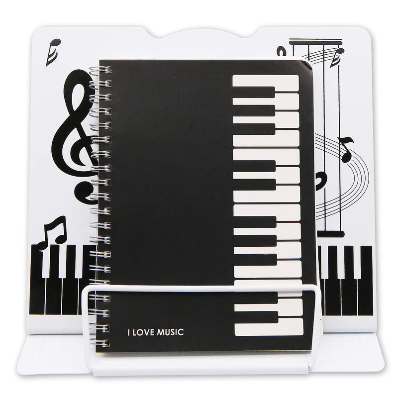 [Australia - AusPower] - Portable Music Note Pattern Book Stand,Adjustable Tablet Stand Bookend,Metal Book Rack Reading Holder for Reader Students 