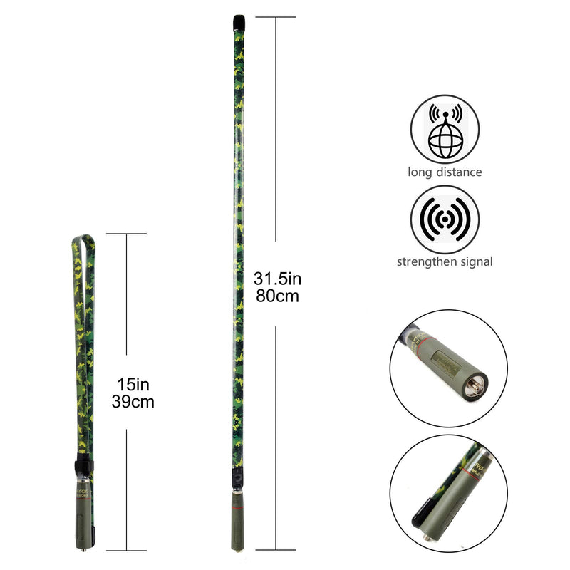 [Australia - AusPower] - TWAYRDIO Camouflage Tactical Antenna 80N SMA Female Dual Band VHF UHF Foldable 31.5inch Portable Two Way Radio Antenna 3.2/5.2dBi for Baofeng UV-5R BF-F8HP Kenwood Handheld Ham Radio 