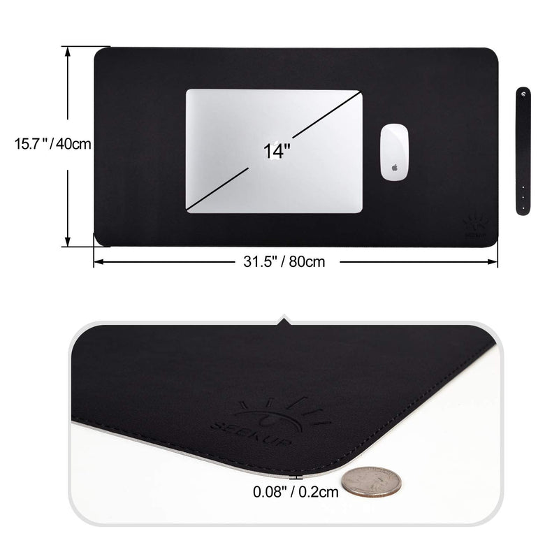 [Australia - AusPower] - Black/Gray Dual Sided PU Leather Desk Pad, 2021 Upgraded Sewing Laptop Mat, Waterproof Large Mouse Pad, Non-Slip Writing/Painting Mat Desk Blotter Protector for Office/Home 31.5"x15.8" (80x40cm) Black/Gray 