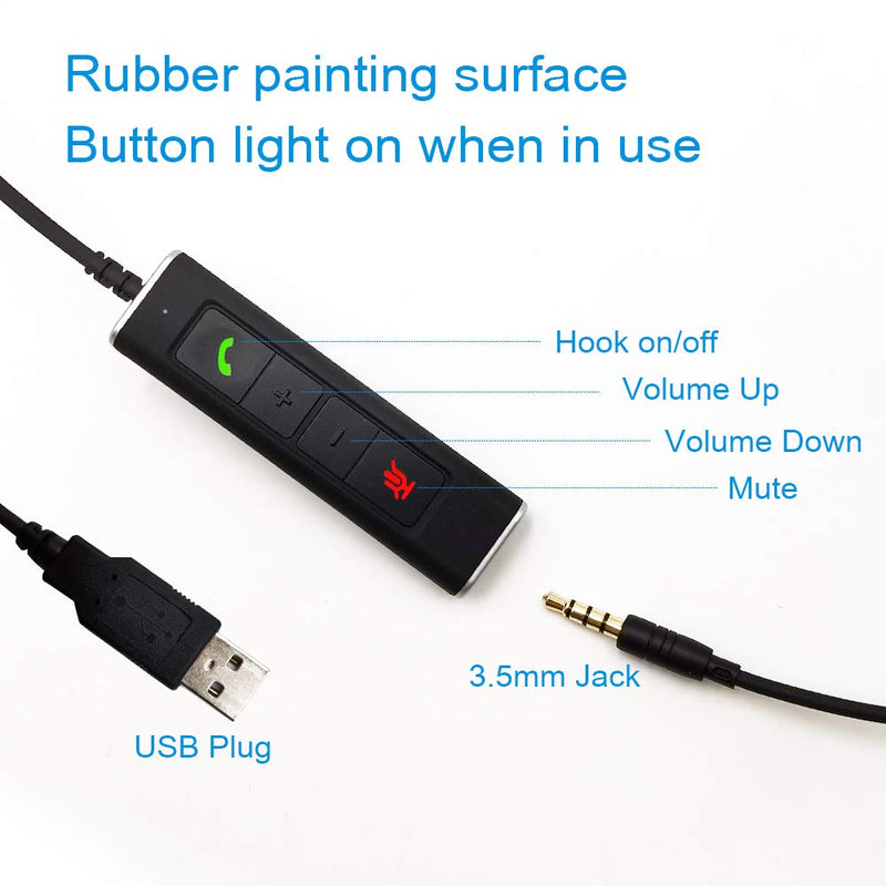 [Australia - AusPower] - TV USB-3.5MM Headset Computer-Headphone Microphone Noise-Cancelling - UC Headset Compatible with MS Teams Skype for Business 3.5MM+USB-A 