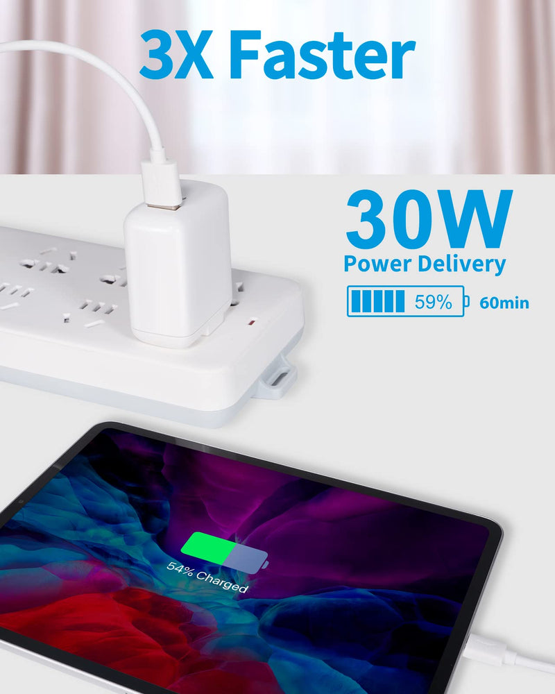 [Australia - AusPower] - USB C Charger 30W, Super Fast Charger for Samsung Galaxy S21, Deegotech Foldable Dual-Port Wall Charger Compatible with Samsung Galaxy S21/S20/S10/Note20, iPad/iPhone 13 Pro max 