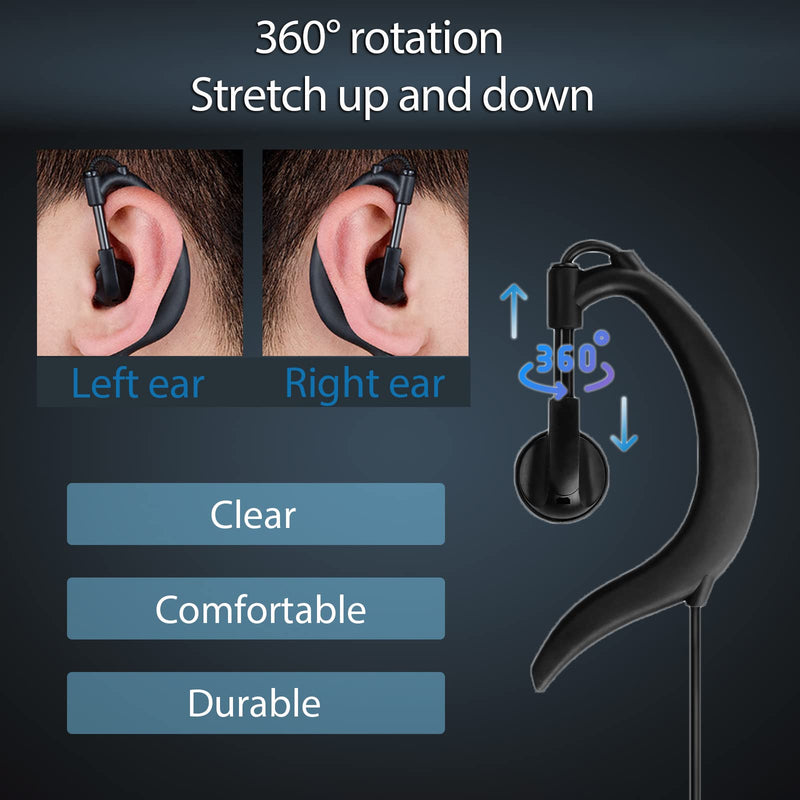 [Australia - AusPower] - Retevis EEK016 G Shape Earhook Walkie Talkie Earpiece, VOX Hands Free Earpiece, Compatible with Retevis RT22 RT21 H-777 RT68 RT19 Walkie Talkies, Two Way Radio Headset with Mic 2 Pin(6 Pack) 
