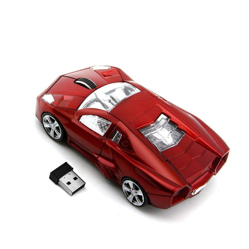 [Australia - AusPower] - ECOiNVA Wireless Sports Car Mouse Computer Mice Shiny Surface 2.4GHz Mouse (Red) Red 