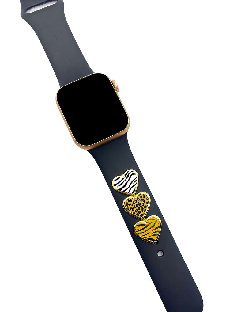 [Australia - AusPower] - Smart Watch Silicone Band Charms Fashion Animal Print Decorative Compatible With Apple Watch Band Compatible with 38/40/42/44mm Series 1/2/3/4/5 (Not Band or Watch ) Leopard 