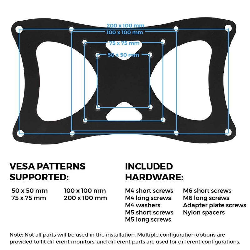 [Australia - AusPower] - HumanCentric VESA Mount Adapter Plate for 200 x 100 mm VESA Patterns | Conversion Kit for 75 x 75 and 100 x 100 mm VESA Patterns to 200 x 100 mm VESA Patterns 