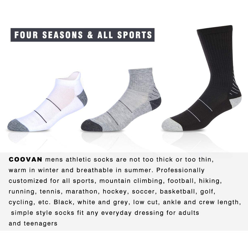 [Australia - AusPower] - COOVAN Men's 6P-Pack Premium Athletic Crew Socks Men Thick Cushion Casual Work Sock With Moisture Wicking White 6 One Size 
