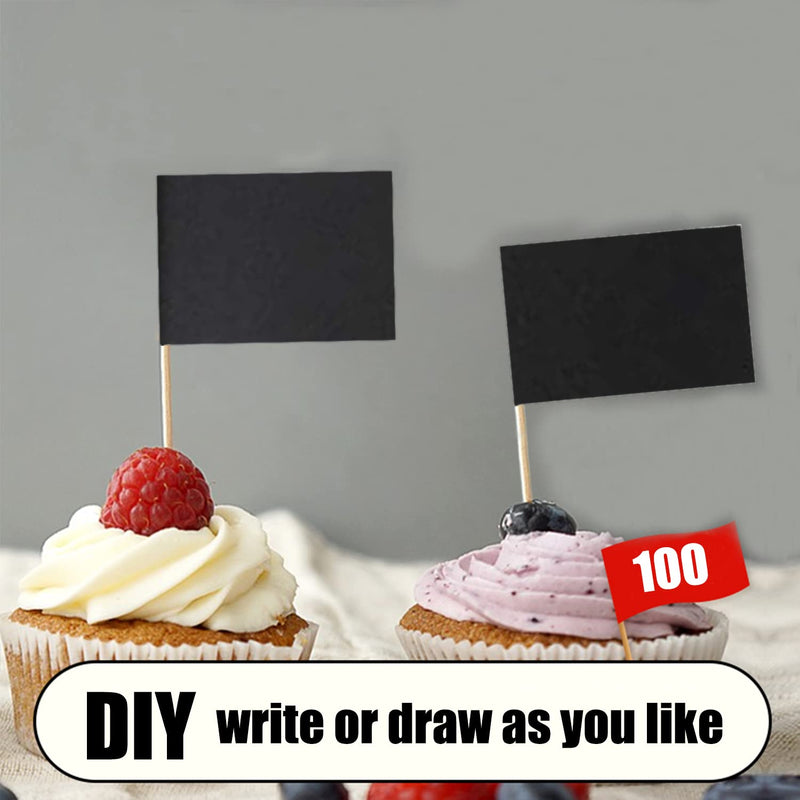 [Australia - AusPower] - VEWINGL 100 Pcs Pieces Blank Toothpick Flags,cupcake Toppers Appetizers Flag,DIY Food Sandwiches for Birthday Party Cocktail Ice Cream Cake Cheeseplate Decoration(black) Black 