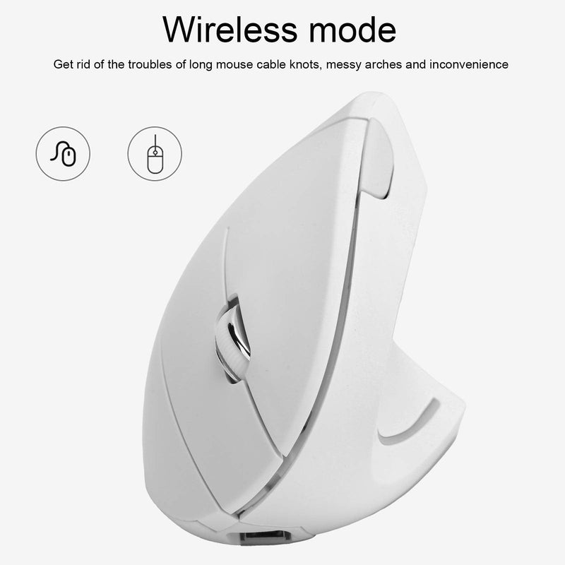 [Australia - AusPower] - Ergonomic Vertical Mouse, 2.4G Wireless Optical Game Mouse, RGB Backlight, Adjustable 4-Level 2400DPI, 6 Button for PC/ Laptop Desktop(White) 