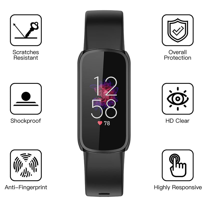 [Australia - AusPower] - Mixblu 2-Pack Screen Protector Case Compatible with Fitbit Luxe,Protective Shield Cover Bumper,Screen Saver Guard Accessories for Luxe Smartwatch(Black, Clear) Black/Clear 