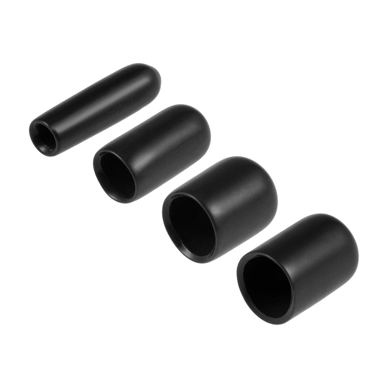 [Australia - AusPower] - uxcell 40pcs Round Rubber End Caps 1/8" 1/4" 3/8" 1/2" Black Vinyl Cover Screw Thread Protectors Assortment Kit(3mm 6mm 9mm 12mm) 
